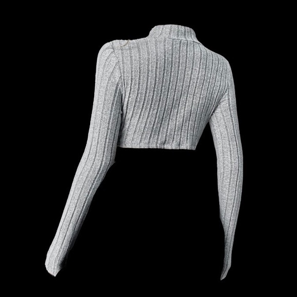 Gray Ribbed Crop Top - Picture 2 of 4